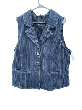 Live a little striped denim vest xl